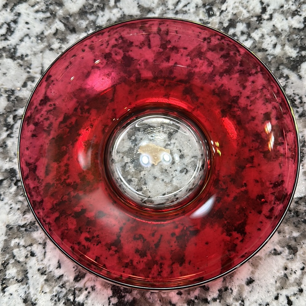 Gorgeous Iridescent Red Vintage Covered Glass Dish - Picture 11 of 13